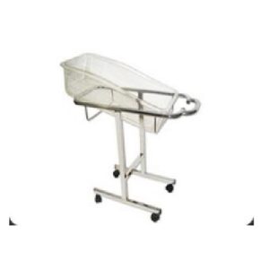 CHROME BABY CRADLE WITH PLEXIGLAS CART