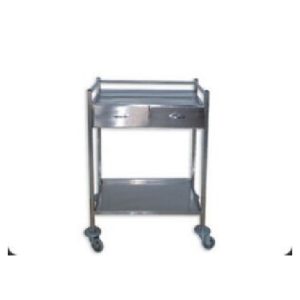 CHARIOT POUR PANSEMENT À 2 ÉTAGES EN INOX AVEC 2 TIROIRS